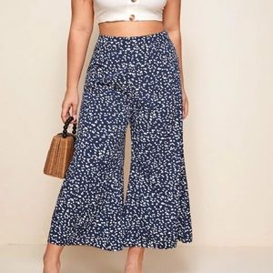 Blue and White Lightweight Swing Gaucho Pants